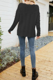 Plain Hollow Out Long Sleeve Sweater
