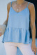 Sky Blue Ruffled V Neck Spaghetti Strap Denim Camisole