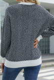 Wave Striped Two Tone Pullover Knit Sweaters