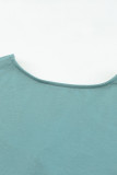 Green Short Sleeves Drape Knit Top