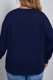 Plus Size Button Sleeve Plain Top