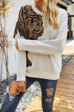 Tiger Pattern Tassle Knitting Pullover Sweater