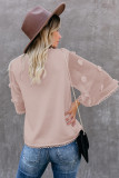 Pink Crew Neck Kimono Sleeve Knit Top