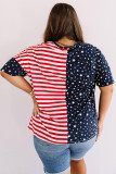 Plus Size Stripes and Stars Flag Print Patriotic Top