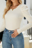 Plain Puff Long Sleeves Knit Top