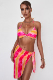 Tie-dye Ruffle Bikini with Sarong