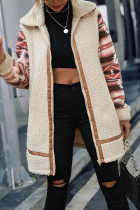 Aztec Sleeves Open Zipper Long Length Fleece Coat