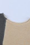 Color Block Crew Neck Waffle Knit Top