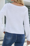 Plain U Neck Cute Cord Ball Sew In Knit Sweaters