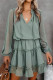 Green Swiss Dot Bubble Sleeve Ruffle Mini Dress