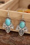 Vintage Turquoise Leaf Texture Carved Earrings MOQ 5PCs