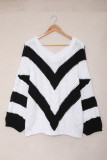 Black Color Block Drop Shoulder Oversize Sweater