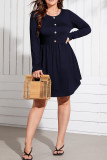 Button Down Elastic Waist Plus Size Mini Dress