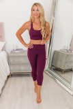 Red Crisscross Back Sports Bra Leggings Set