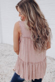 Pink Foil Splatter Drops Ruffled Flowy Tank