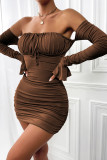 Ruched Bandeau Bodycon Dress