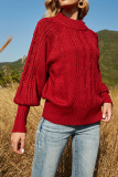 Plain Lantern Sleeves Loose Knit Sweaters
