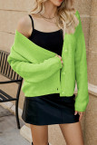 Plain V Neck Open Button Knit Sweaters