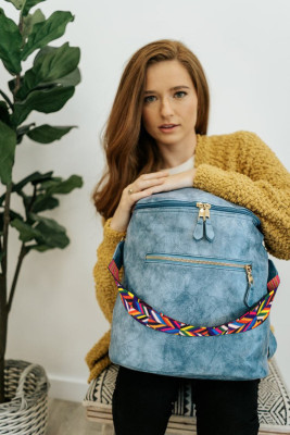 Blue Double Pockets Backpack