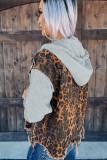 Leopard Ripped Hooded Denim Jacket