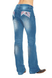 Desert Print Straight Wash Jeans Pants