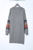 Gray Striped Balloon Sleeve Cardigan