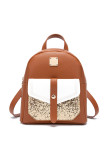 Snap Button Color Block PU Backpacks MOQ 3pcs