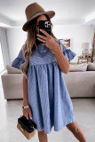 Ruffled Sleeves Striped Babydoll Mini Dress