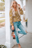 Yellow Square Neck Smocked Floral Top