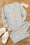 Leopard Print Long Sleeve Top & Drawstring Joggers Loungewear