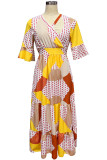 Paisley Floral Print Flare Sleeves Maxi Dress Unishe Wholesale