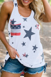White Independence Day Star Print Tank Top