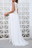 White One Shoulder Sleeveless Split Prom Dress