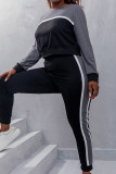 Plus Size Colorblock Two Pieces Set Sportswear