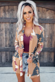 Khaki Western Aztec Print Open Front Cardigan