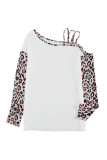Leopard Splicing Cut Out One Shoulder Blouse