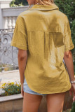 Button Down V Neck Cotton Blend Tops Unishe Wholesale