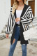 Colorblock Stripes Front Open Knitting Cardigan