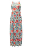 Sleeveless Ruffle Floral Print Maxi Dress