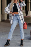 Plaid Pockets Open Button Long Sleeves Shirts