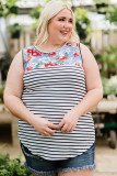 Floral & Stripes Plus Size Tank