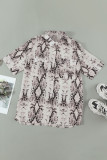 Gray Snake Print Short Sleeve Shirt