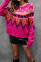 Geometry Contrast Knitting Pullover Sweater