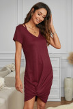 Wine Clear Skies Jersey Twist T-Shirt Dress