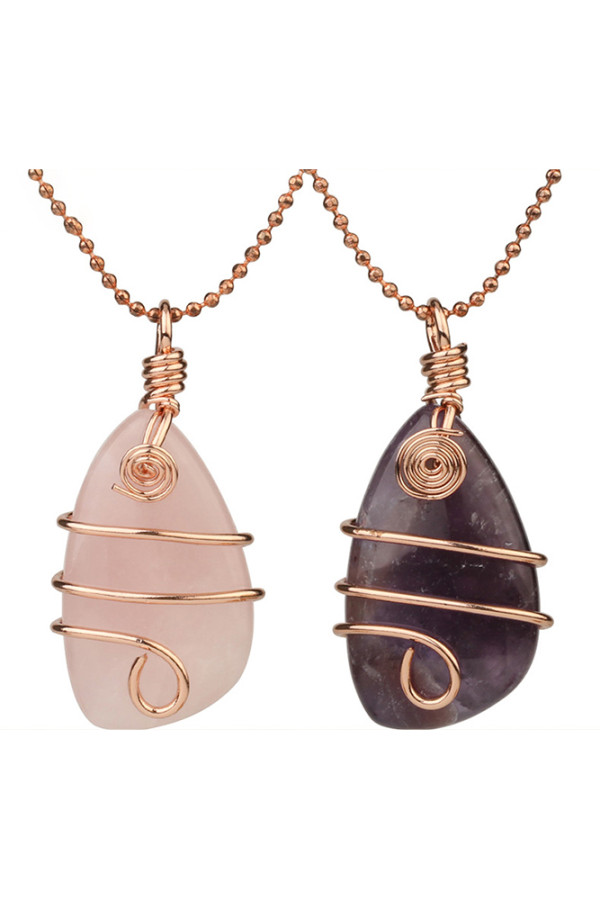 Waterdrop Crystals and Stones Necklace MOQ 3pcs