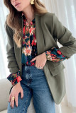 Green Graffiti Printed V Neck Puff Sleeve Blouse