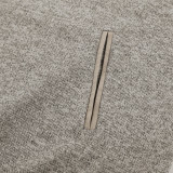 Heathered Print Button Snap Neck Pullover Hoodie
