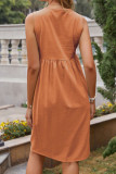 Solid Button Down Sleeveless Dress Unishe Wholesale