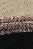 Khaki Color Block Netted Texture Pullover Sweater