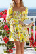 Floral Print Long Puff Sleeve Ruffle Mini Dress